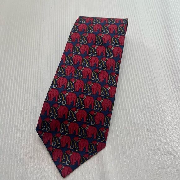 Brooks Brothers Navy Blue Silk Polar Bear Horsebit Abstract Tie Necktie - Picture 1 of 5